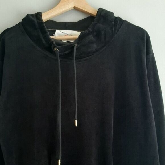 TWO by Vince Camuto Soft Velvet Pullover High Neck Sweatshirt Black Sz S - Picture 4 of 11